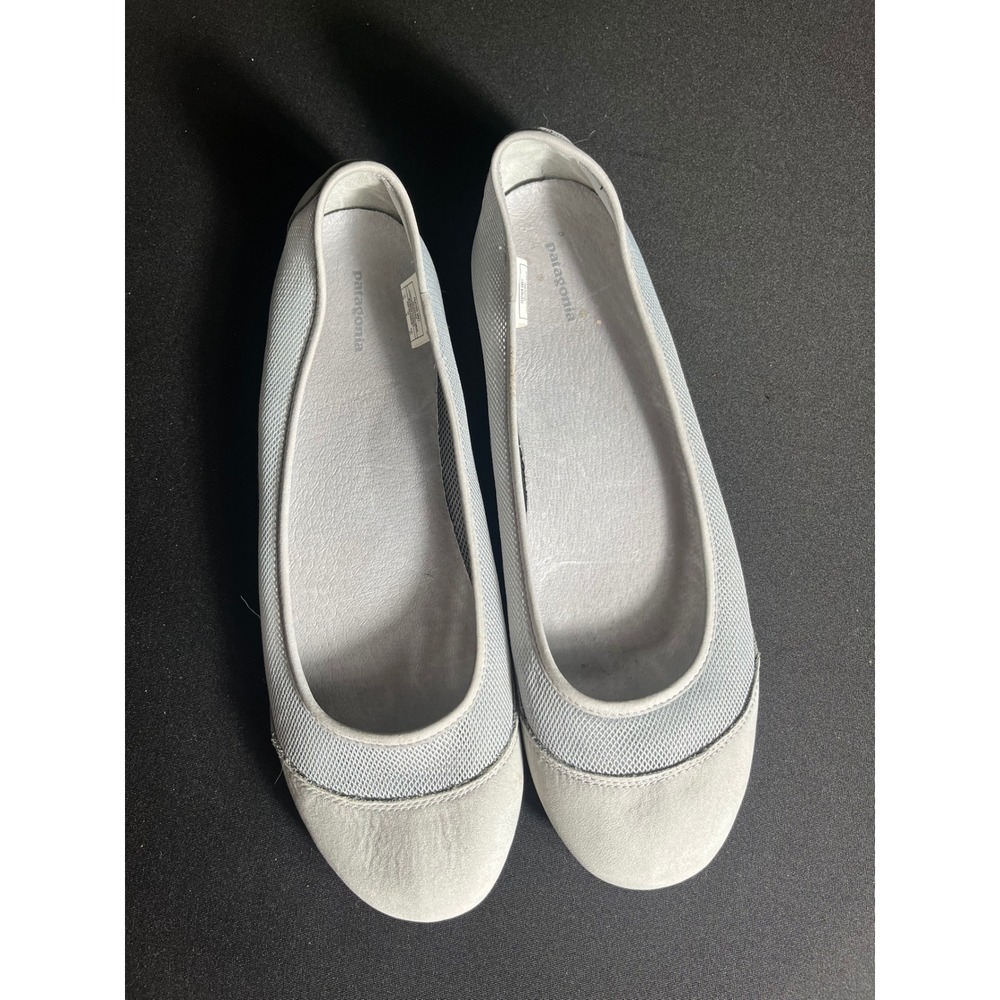 Patagonia Women's 10 Feather Grey Mesh Suede Ballet Flats Shoes